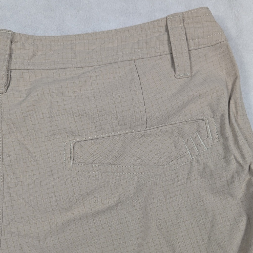 Lululemon Mens Commission Shorts 32 Tan Grid  Nylon Stretch Hiking Casual